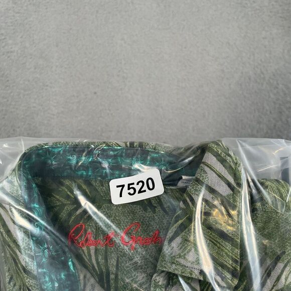 Robert Graham Tropical Leaf-Print Sport Shirt Short Sleeve Small Green - Picture 9 of 9